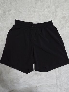 Women's High-Waist Black Elastic Waist Shorts